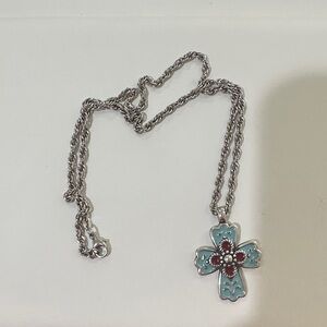 James Avery Silver and enamel  Cross Necklace 18”